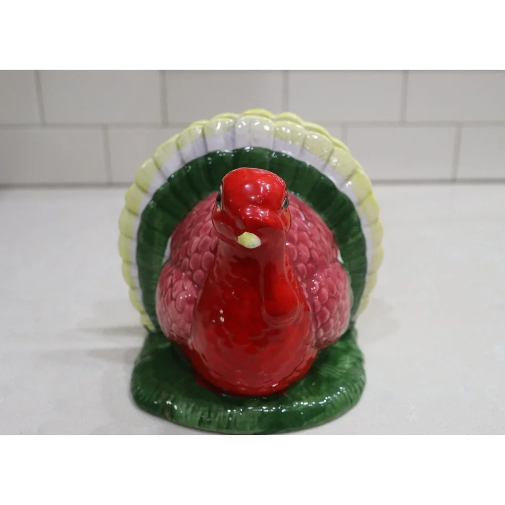 Vintage 1993 ABC Distributing Ceramic Turkey Napkin Holder Thanksgiving Decor